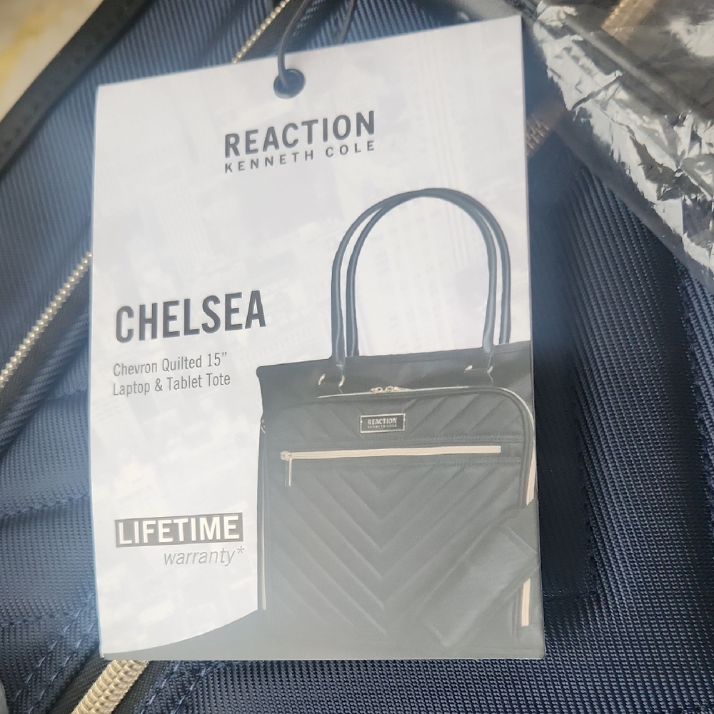 Kenneth Cole Reaction Navy Quilted Chevron Tote - Picture 8 of 10